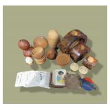 Wood Art Candle Holders, Old Playing Cards