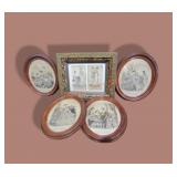 4 Oval Wood Framed Victorian Prints
