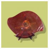 16" Red Glass Dish