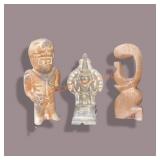 2 Clay,1 Wood Decorative Tribal Pieces