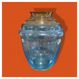 Large Blue & Amber Glass Vase