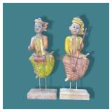 Pair Asian Figures 7 1/2"x20"