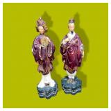 Pair 19" Asian Figures Chalk? Plaster?
