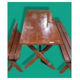 Wooden Picnic Table With Benches