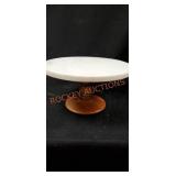 Marble and Wood Serving Pedestal