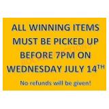 Items Must Be Picked Up On 7/14