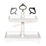 Rustic Wood Two Tiered Tray