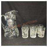 Engraved Pitcher And Glass Set