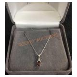 14k W 18? Garnet/diamond Pendant