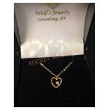 14k Y Heart W/ Diamond .02 Pendant Necklace