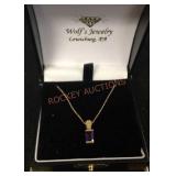 14k Y Amethyst Emerald Shape Pendant Necklace