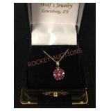 14k Y Ruby/diamond Pendant Necklace