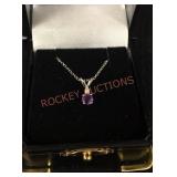 14k W 18? Amethyst .02 Diamond Pendant Necklace