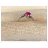 Sterling Silver Heart Diamond Ruby