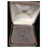 Sterling Sideways Cross Necklace