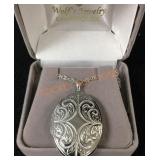 Large Sterling Oval Locket Necklace