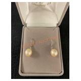 Sterling Fish Hook Pearl Drop Earrings