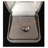 Sterling Heart W/ Diamond Pendant Necklace