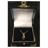 14k Y 18? Emerald/diamond Pendant Necklace
