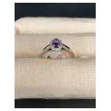 14kw Oval Amethyst Diamond Ring