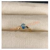 10kw Blue Topaz Diamond Ring