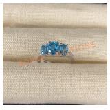 14kw 3 Stone Blue Topaz Ring