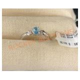 Sterling Solver Blue Topaz Diamond Ring