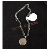 Silver Chain Bracelet W/ Circle Disk