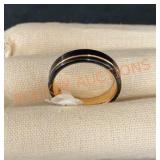 Black Tungsten Ring With 18k Rose Plated