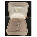 Sterling Silver Cross With Diamond Necklace