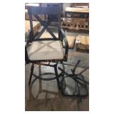 Black Swivel Stool and Small Glass Table