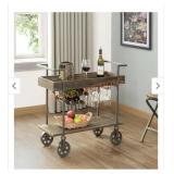 Factory Row Industrial Farmhouse Wheeled Bar Cart