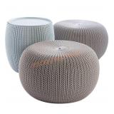 Keter 3pc Urban Knit Indoor/Outdoor Pouf set