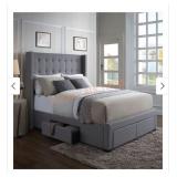 Strick & Bolton Roth Grey Linen Wingback Bed