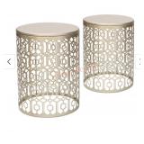 Adeco Pattern Gold Nesting Side Table