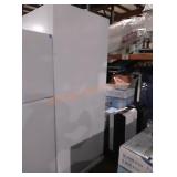 white upright freezer, approximately 74.5"h 33"w