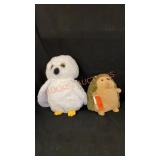 12"Stuffed Animal Owl & Hedgehog
