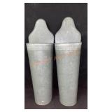 Pair Galvanized Vases 21" H