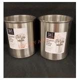 Pair Salt Stainless Steel Utensil Crocks
