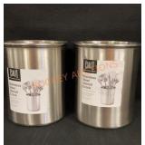 Pair Stainless Steel Utensil Crock