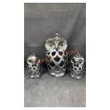 Set Of Three Owl Candle Lanterns