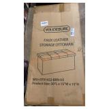 Faux Leather Storage Ottoman