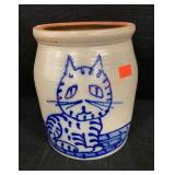 6" Pottery Crock/ Cat