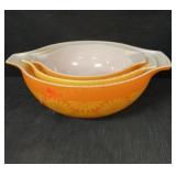 3 Pyrex Bowl Set Largest 10 1/2"