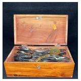 Small Cedar Box Flatware & Mr. Peanut