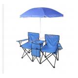 Double Folding Camping Chairs with Umbrella