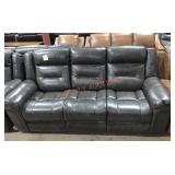 Gray Electric Reclining Leather Sofa