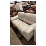 2-cushion Beige Leather Sofa