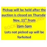 Pickup Will Be Held On 11/11