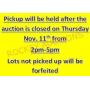 Pickup Will Be Held On 11/11
